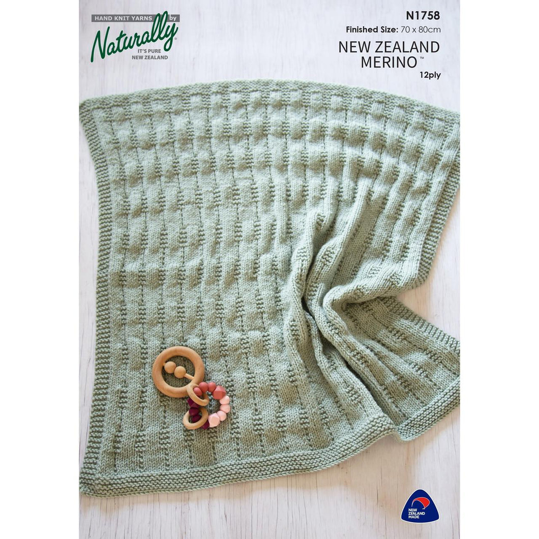 N1758 Textured Baby Pram Blanket Pattern 12 ply 