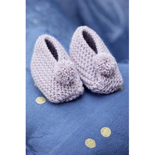 Load image into Gallery viewer, Garter stitch booties with pom poms
