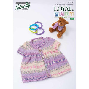 Patterns for Babies & Children designed in Naturally Loyal 4ply and Baby Prints K365 Short Sleeved Dress  (newborn to 18 mths)