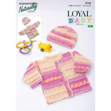 Load image into Gallery viewer, Patterns for Babies &amp; Children designed in Naturally Loyal 4ply and Baby Prints K742 Jacket &amp; Hat (newborn to 18 mths)
