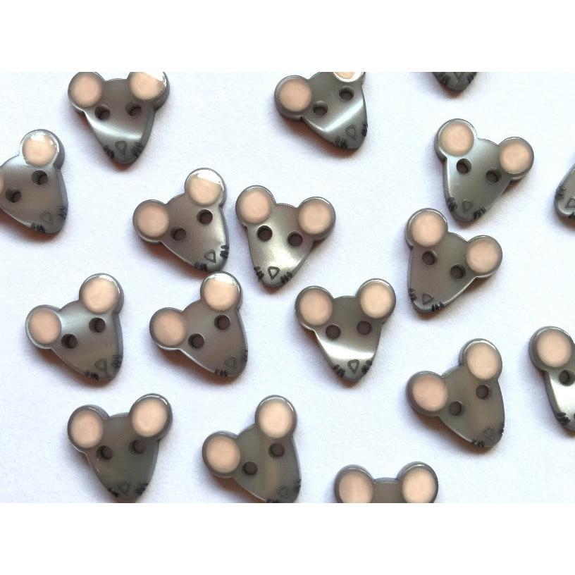 Pearly Grey Mice Novelty Buttons 12mm 