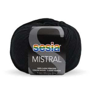 Sesia Mistral Fine Merino Unshrinkable 4ply Wool Black (67) 