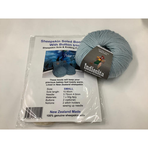 Sheepskin Soled Booties Grab N Go Kit Machine Wash Duck Egg Blue 