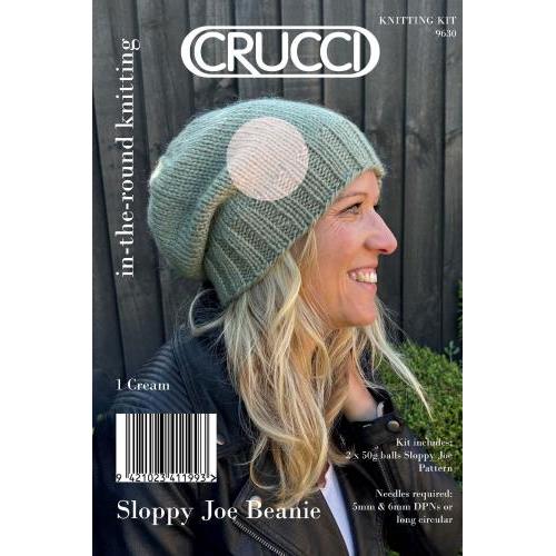 Sloppy Joe Slouchie Beanie Knitting Kit Cream 