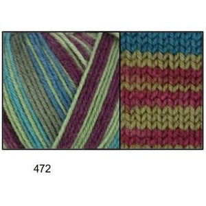 Tootsies 4ply Fine Merino Sock Yarn 472 Olive + Rust + Teal 