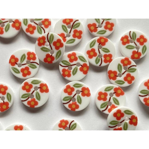White Floral Buttons 12mm 