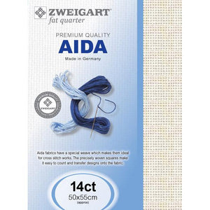 Zweigart Aida Cloth 14 count Fat Quarter Vintage Cream 1019 