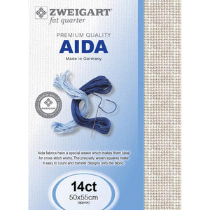 Zweigart Aida Cloth 14 count Fat Quarter Vintage Marble 1079 