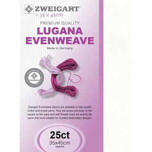 Zweigart Lugana 25 Count Fabric Fat Quarter White 100 