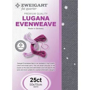 Zweigart Lugana 25 Count Splash Print Fabric Fat Quarter Basalt 7419 