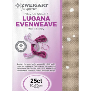 Zweigart Lugana 25 Count Splash Print Fabric Fat Quarter Sand 7449 