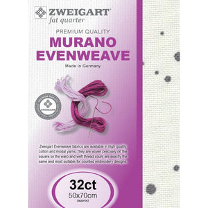 Zweigart Murano Cloth 32 Count Splash Print Fabric Fat Quarter Light Basalt 1329 