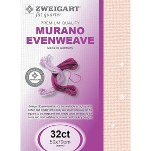 Zweigart Murano Cloth 32 Count Splash Print Fabric Fat Quarter PInk 4259 