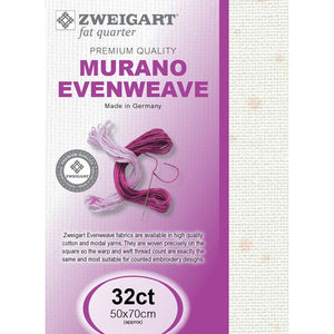 Zweigart Murano Cloth 32 Count Splash Print Fabric Fat Quarter Powder Pink 1319 