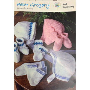 463 Baby's Hat, Mitts and Sock or Booties DK Knitting Pattern 