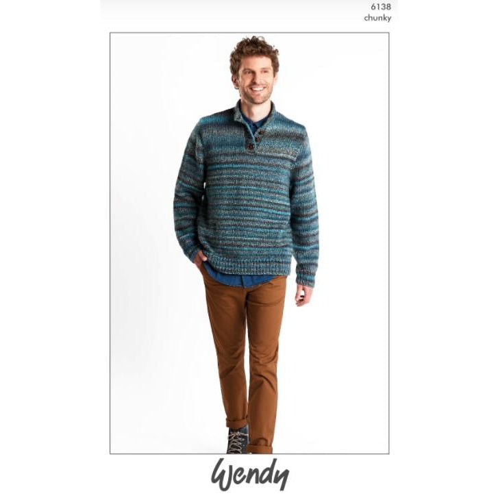 6138 Chunky weight Henley Sweater Pattern 