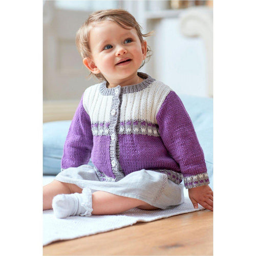 6761 DMC Baby Cotton Girl's Striped Cardigan Pattern