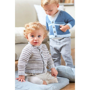 6762 DMC Baby Cotton Striped Cardigan Pattern