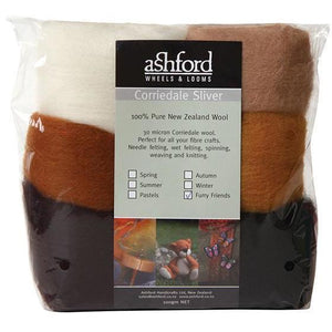 Ashford Corriedale Sliver colour theme packs 100g Furry Friends