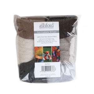 Ashford Corriedale Sliver colour theme packs 100g Neutrals 