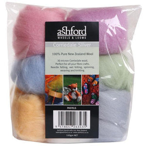 Ashford Corriedale Sliver colour theme packs 100g Pastels