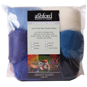 Ashford Corriedale Sliver colour theme packs 100g Winter