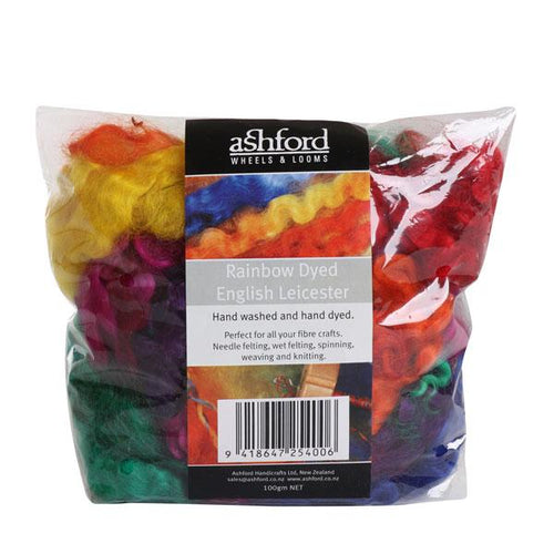 Ashford Rainbow Dyed English Leicester Luxury Fibre colour packs