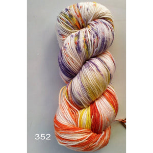 Hand Painted Socks 4ply Super Fine Merino 100g 352 Orange / Yellow / Purple