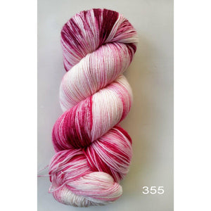 Hand Painted Socks 4ply Super Fine Merino 100g 355 Raspberry / Cream