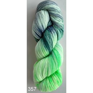 Hand Painted Socks 4ply Super Fine Merino 100g 357 Lime / Green / Grey 