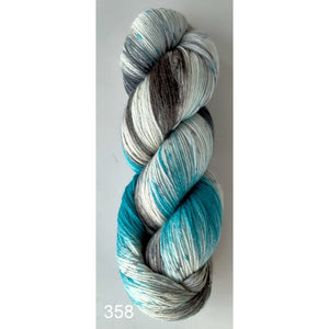 Hand Painted Socks 4ply Super Fine Merino 100g 358 Aqua / Grey 