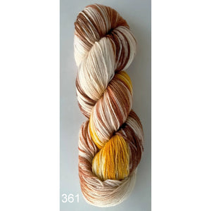 Hand Painted Socks 4ply Super Fine Merino 100g 361 Mustard / Brown / Cream 