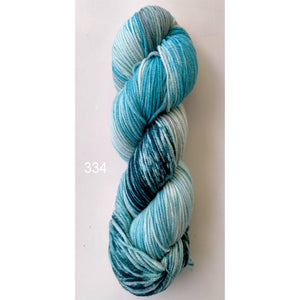 Hand Painted Super Fine Merino DK 334 Teals