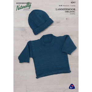 K397 Rolled Edges Sweater & Hat Pattern in DK / 8Ply 