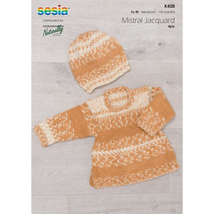 K408 Babies and Toddler Sweater & Hat Set Pattern in 4Ply 