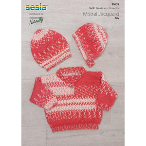 K409 Babies and Toddler Sweater, Hat & Bonnet Set Pattern in 4Ply 