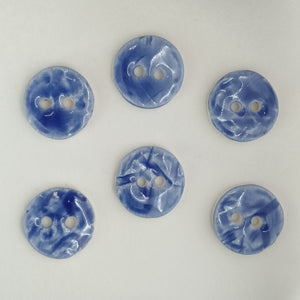 Locally Handmade Ceramic Buttons 18mm Blue 