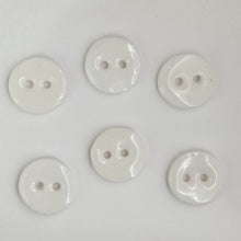 Load image into Gallery viewer, Locally Handmade Ceramic Buttons 18mm White 
