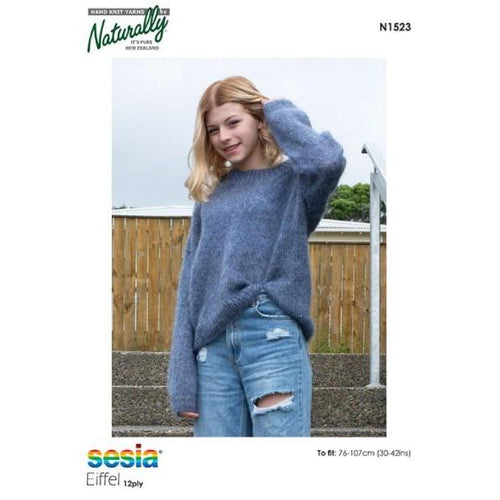 N1523 Oversized Crew Neck Sweater Pattern in 12Ply 