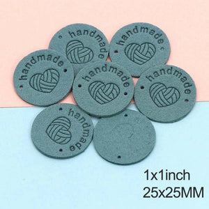 Round Leather Tag Sew In Labels Blue 