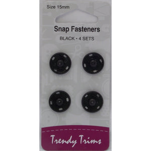 Snap Fasteners Black 15mm 