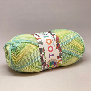 Tootsies 4ply Fine Merino Sock Yarn 456 Spring Daffodil Yellow + Green + Pale Turquoise 