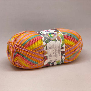 Tootsies 4ply Fine Merino Sock Yarn 460 Orange + Yellow + Pink + Aqua 