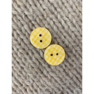 Yellow Gingham Buttons 18mm 